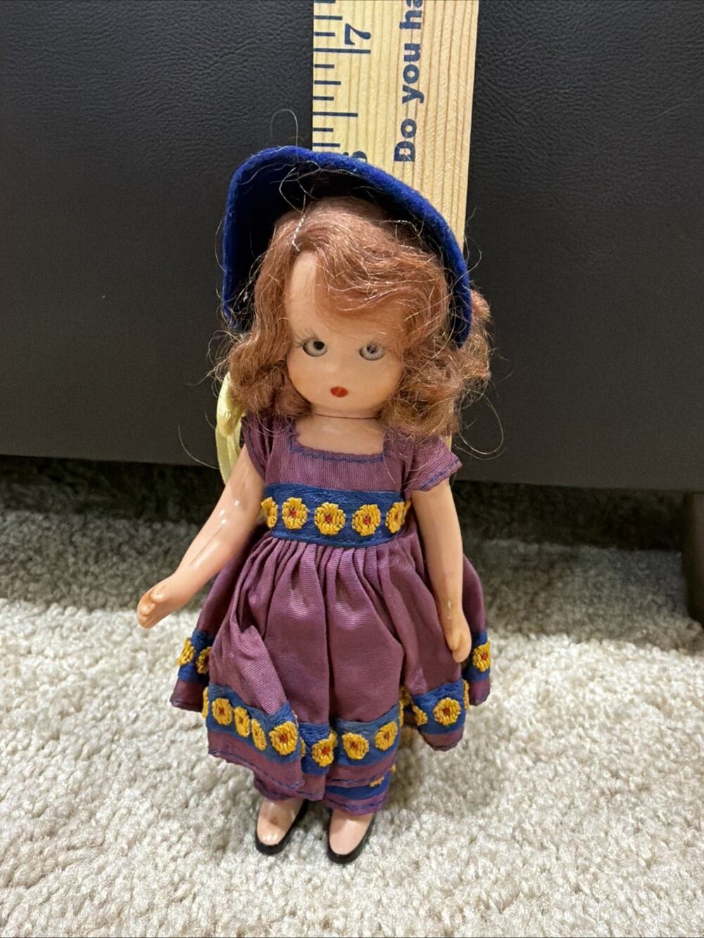 Nancy Ann Storybook Vintage Muffie Doll NASB 1950’s Sleepy Eyes Purple Dress Vtg
